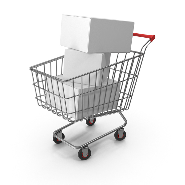 Shopping Cart with White Boxes PNG & PSD Images