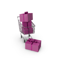 Shopping Cart with Black Gift Boxes PNG & PSD Images