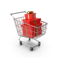 Shopping Cart with Red Gift Boxes PNG & PSD Images