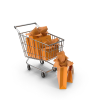 Shopping Cart with White Packaging Bags PNG & PSD Images