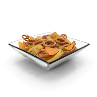 Square Bowl With Mixed Salty Snacks PNG & PSD Images