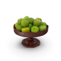 Fancy Wooden Bowl with Green Apples PNG & PSD Images