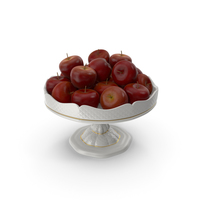Fancy Porcelain Bowl with Red Apples PNG & PSD Images
