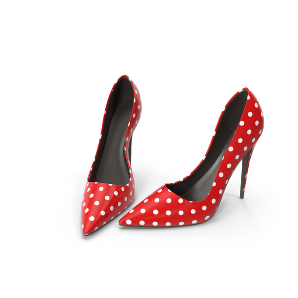 Red and white store polka dot heels