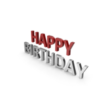 Happy Birthday Symbol Red and Silver PNG & PSD Images