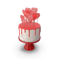 Valentines Day Cake with Heart Lollipops PNG & PSD Images