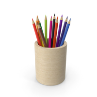 Wooden Pencil Cup With Pencils PNG & PSD Images