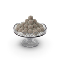 Fancy Crystal Bowl with Chocolate Balls with Coconut PNG & PSD Images