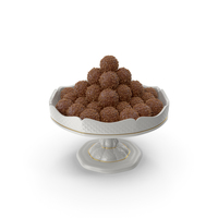 Fancy Porcelain Bowl with Chocolate Balls with Nuts PNG & PSD Images