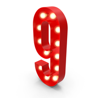 Light Bulb Glowing Alphabet Number 9 PNG & PSD Images