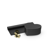 Valentines Shape Black Gift Box with Paper Roll and Gold Foil Ribbon PNG & PSD Images