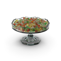 Fancy Glass Bowl With Tapered Gummy Candy PNG & PSD Images