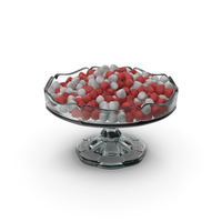 Fancy Glass Bowl with Sugar Coated Tapered Gummy Candy PNG & PSD Images