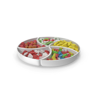 Compartment Bowl with Mixed Sugar Coated Gummy Candy PNG & PSD Images