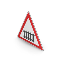Road Sign Railway Crossing Ahead With Gates Or Barriers PNG & PSD Images