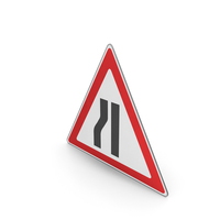 Road Sign Road Narrows On The Left PNG & PSD Images