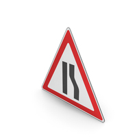 Road Sign Road Narrows On The Right PNG & PSD Images