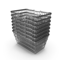 Stack of Supermarket Baskets with Black Plastic PNG & PSD Images