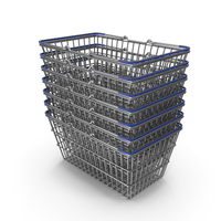 Stack of Supermarket Baskets with Blue Plastic PNG & PSD Images