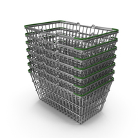 Stack of Supermarket Baskets with Green Plastic PNG & PSD Images