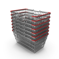 Stack of Supermarket Baskets with Red Plastic PNG & PSD Images