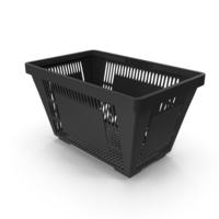 Black Shopping Basket with Plastic Handles PNG & PSD Images