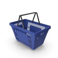 Blue Shopping Basket with Plastic Handles PNG & PSD Images