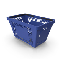 Blue Shopping Basket with Plastic Handles PNG & PSD Images