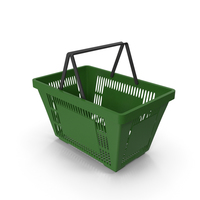 Green Shopping Basket with Plastic Handles PNG & PSD Images