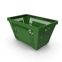 Green Shopping Basket with Plastic Handles PNG & PSD Images