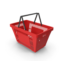 Red Shopping Basket with Plastic Handles PNG & PSD Images