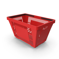 Red Shopping Basket with Plastic Handles PNG & PSD Images