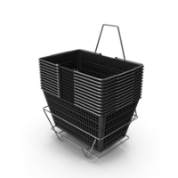 Set of 12 Black Shopping Baskets with Stand PNG & PSD Images