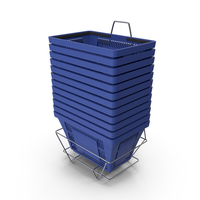 Set of 12 Blue Shopping Baskets PNG & PSD Images