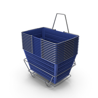 Set of 12 Blue Shopping Baskets with Stand PNG & PSD Images