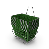 Set of 12 Green Shopping Baskets with Stand PNG & PSD Images