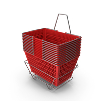 Set of 12 Red Shopping Baskets with Stand PNG & PSD Images