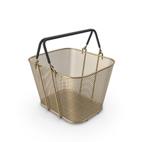 Gold Shopping Wire Mesh Basket with Handles PNG & PSD Images