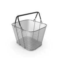 Silver Shopping Wire Mesh Basket with Handles PNG & PSD Images