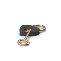Black and Gold Heart Shaped Padlock and Key PNG & PSD Images