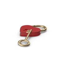 Red and Gold Heart Shaped Padlock and Key PNG & PSD Images