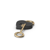 Black and Gold Heart Shaped Padlock and Key PNG & PSD Images