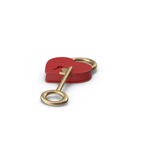 Red and Gold Heart Shaped Padlock and Key PNG & PSD Images