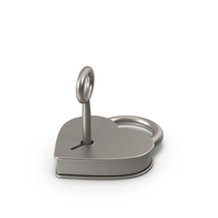 Silver Metal Heart Shaped Padlock and Key PNG & PSD Images
