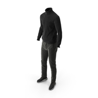 Mens Boots Pants Pullover Black PNG & PSD Images