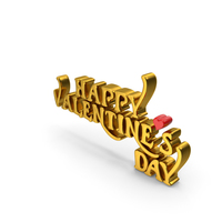 Happy Valentine's Day Gold PNG & PSD Images