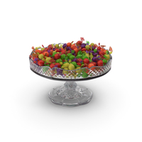 Fancy crystal bowl with wrapped spherical hard candy PNG & PSD Images