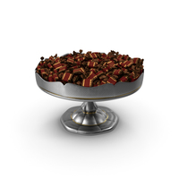 Fancy Silver Bowl with Toffee Candy PNG & PSD Images