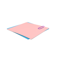 Pink & Blue Papers With Paper Clip PNG & PSD Images