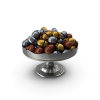 Fancy Silver Bowl with Fancy Easter Chocolate Eggs PNG & PSD Images